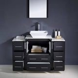 Fresca FVN62-122412ES-VSL Torino 48" Espresso Modern Bathroom Vanity with 2 Side Cabinets & Vessel Sink