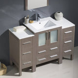 Fresca FVN62-122412GO-UNS Torino 48" Gray Oak Modern Bathroom Vanity with 2 Side Cabinets & Integrated Sink