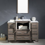 Fresca FVN62-122412GO-UNS Torino 48" Gray Oak Modern Bathroom Vanity with 2 Side Cabinets & Integrated Sink