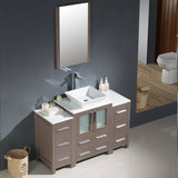 Fresca FVN62-122412GO-VSL Torino 48" Gray Oak Modern Bathroom Vanity with 2 Side Cabinets & Vessel Sink