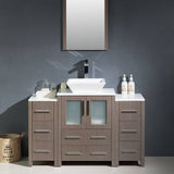 Fresca FVN62-122412GO-VSL Torino 48" Gray Oak Modern Bathroom Vanity with 2 Side Cabinets & Vessel Sink