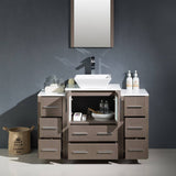 Fresca FVN62-122412GO-VSL Torino 48" Gray Oak Modern Bathroom Vanity with 2 Side Cabinets & Vessel Sink