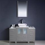 Fresca FVN62-122412GR-VSL Torino 48" Grey Modern Bathroom Vanity with 2 Side Cabinets & Vessel Sink