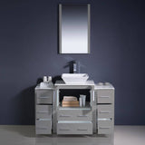 Fresca FVN62-122412GR-VSL Torino 48" Grey Modern Bathroom Vanity with 2 Side Cabinets & Vessel Sink