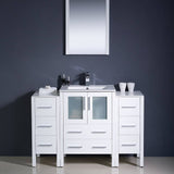 Fresca FVN62-122412WH-UNS Torino 48" White Modern Bathroom Vanity with 2 Side Cabinets & Integrated Sink