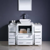 Fresca FVN62-122412WH-VSL Torino 48" White Modern Bathroom Vanity with 2 Side Cabinets & Vessel Sink