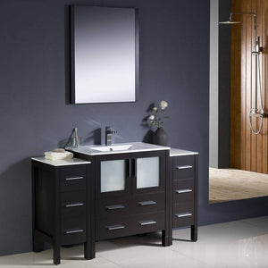 Fresca FVN62-123012ES-UNS Torino 54" Espresso Modern Bathroom Vanity with 2 Side Cabinets & Integrated Sink