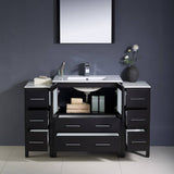 Fresca FVN62-123012ES-UNS Torino 54" Espresso Modern Bathroom Vanity with 2 Side Cabinets & Integrated Sink