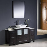 Fresca FVN62-123012ES-VSL Torino 54" Espresso Modern Bathroom Vanity with 2 Side Cabinets & Vessel Sink