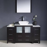 Fresca FVN62-123012ES-VSL Torino 54" Espresso Modern Bathroom Vanity with 2 Side Cabinets & Vessel Sink