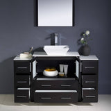 Fresca FVN62-123012ES-VSL Torino 54" Espresso Modern Bathroom Vanity with 2 Side Cabinets & Vessel Sink