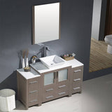 Fresca FVN62-123012GO-VSL Torino 54" Gray Oak Modern Bathroom Vanity with 2 Side Cabinets & Vessel Sink