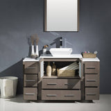 Fresca FVN62-123012GO-VSL Torino 54" Gray Oak Modern Bathroom Vanity with 2 Side Cabinets & Vessel Sink