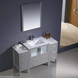 Fresca FVN62-123012GR-UNS Torino 54" Grey Modern Bathroom Vanity with 2 Side Cabinets & Integrated Sink