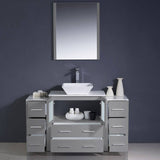 Fresca FVN62-123012GR-VSL Torino 54" Grey Modern Bathroom Vanity with 2 Side Cabinets & Vessel Sink