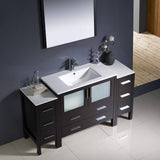 Fresca FVN62-123612ES-UNS Torino 60" Espresso Modern Bathroom Vanity with 2 Side Cabinets & Integrated Sink