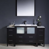 Fresca FVN62-123612ES-UNS Torino 60" Espresso Modern Bathroom Vanity with 2 Side Cabinets & Integrated Sink