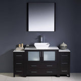 Fresca FVN62-123612ES-VSL Torino 60" Espresso Modern Bathroom Vanity with 2 Side Cabinets & Vessel Sink