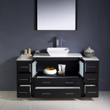 Fresca FVN62-123612ES-VSL Torino 60" Espresso Modern Bathroom Vanity with 2 Side Cabinets & Vessel Sink