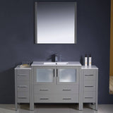 Fresca FVN62-123612GR-UNS Torino 60" Grey Modern Bathroom Vanity with 2 Side Cabinets & Integrated Sink