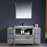 Fresca FVN62-123612GR-UNS Torino 60" Grey Modern Bathroom Vanity with 2 Side Cabinets & Integrated Sink