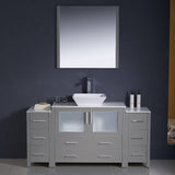 Fresca FVN62-123612GR-VSL Torino 60" Grey Modern Bathroom Vanity with 2 Side Cabinets & Vessel Sink