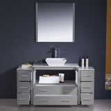 Fresca FVN62-123612GR-VSL Torino 60" Grey Modern Bathroom Vanity with 2 Side Cabinets & Vessel Sink