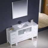 Fresca FVN62-123612WH-UNS Torino 60" White Modern Bathroom Vanity with 2 Side Cabinets & Integrated Sink