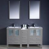 Fresca FVN62-241224GR-UNS Torino 60" Grey Modern Double Sink Bathroom Vanity with Side Cabinet & Integrated Sinks