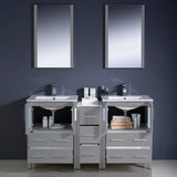 Fresca FVN62-241224GR-UNS Torino 60" Grey Modern Double Sink Bathroom Vanity with Side Cabinet & Integrated Sinks