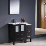 Fresca FVN62-2412ES-UNS Torino 36" Espresso Modern Bathroom Vanity with Side Cabinet & Integrated Sinks