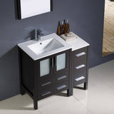 Fresca FVN62-2412ES-UNS Torino 36" Espresso Modern Bathroom Vanity with Side Cabinet & Integrated Sinks