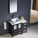 Fresca FVN62-2412ES-VSL Torino 36" Espresso Modern Bathroom Vanity with Side Cabinet & Vessel Sink