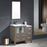 Fresca FVN62-2412GO-UNS Torino 36" Gray Oak Modern Bathroom Vanity with Side Cabinet & Integrated Sinks