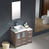 Fresca FVN62-2412GO-VSL Torino 36" Gray Oak Modern Bathroom Vanity with Side Cabinet & Vessel Sink