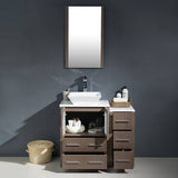 Fresca FVN62-2412GO-VSL Torino 36" Gray Oak Modern Bathroom Vanity with Side Cabinet & Vessel Sink