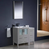 Fresca FVN62-2412GR-UNS Torino 36" Grey Modern Bathroom Vanity with Side Cabinet & Integrated Sinks