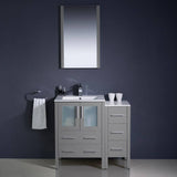 Fresca FVN62-2412GR-UNS Torino 36" Grey Modern Bathroom Vanity with Side Cabinet & Integrated Sinks