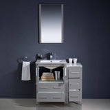 Fresca FVN62-2412GR-UNS Torino 36" Grey Modern Bathroom Vanity with Side Cabinet & Integrated Sinks