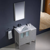 Fresca FVN62-2412GR-UNS Torino 36" Grey Modern Bathroom Vanity with Side Cabinet & Integrated Sinks