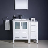 Fresca FVN62-2412WH-UNS Torino 36" White Modern Bathroom Vanity with Side Cabinet & Integrated Sink