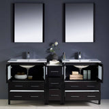 Fresca FVN62-301230ES-UNS Torino 72" Espresso Modern Double Sink Bathroom Vanity with Side Cabinet & Integrated Sinks