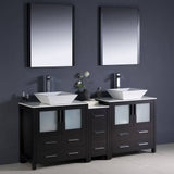 Fresca FVN62-301230ES-VSL Torino 72" Espresso Modern Double Sink Bathroom Vanity with Side Cabinet & Vessel Sinks