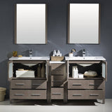 Fresca FVN62-301230GO-UNS Torino 72" Gray Oak Modern Double Sink Bathroom Vanity with Side Cabinet & Integrated Sinks