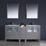 Fresca FVN62-301230GR-UNS Torino 72" Grey Modern Double Sink Bathroom Vanity with Side Cabinet & Integrated Sinks