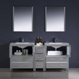 Fresca FVN62-301230GR-UNS Torino 72" Grey Modern Double Sink Bathroom Vanity with Side Cabinet & Integrated Sinks