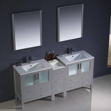 Fresca FVN62-301230GR-UNS Torino 72" Grey Modern Double Sink Bathroom Vanity with Side Cabinet & Integrated Sinks