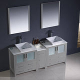 Fresca FVN62-301230GR-VSL Torino 72" Grey Modern Double Sink Bathroom Vanity with Side Cabinet & Vessel Sinks