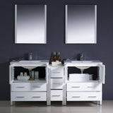 Fresca FVN62-301230WH-UNS Torino 72" White Modern Double Sink Bathroom Vanity with Side Cabinet & Integrated Sinks