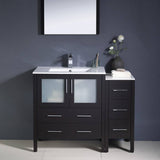 Fresca FVN62-3012ES-UNS Torino 42" Espresso Modern Bathroom Vanity with Side Cabinet & Integrated Sink